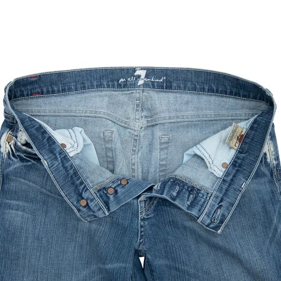 7 For All Mankind Summer Cropped Boyfriend Cut Jeans Size 30 - Picture 4 of 11